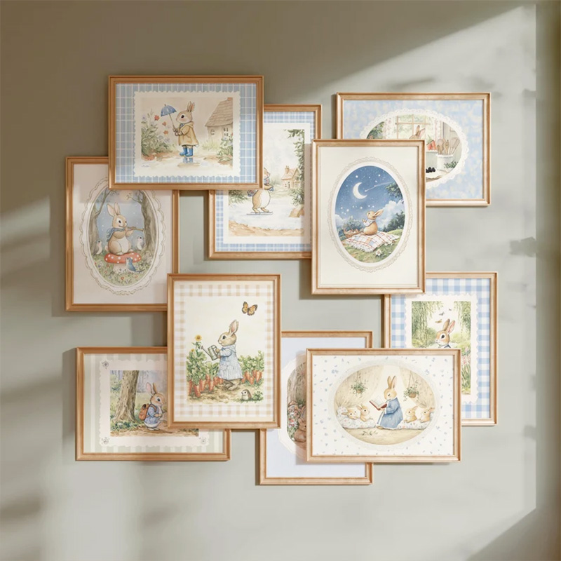 Baby Nursery Vintage - Affiche d'art Vintage Boho à carreaux