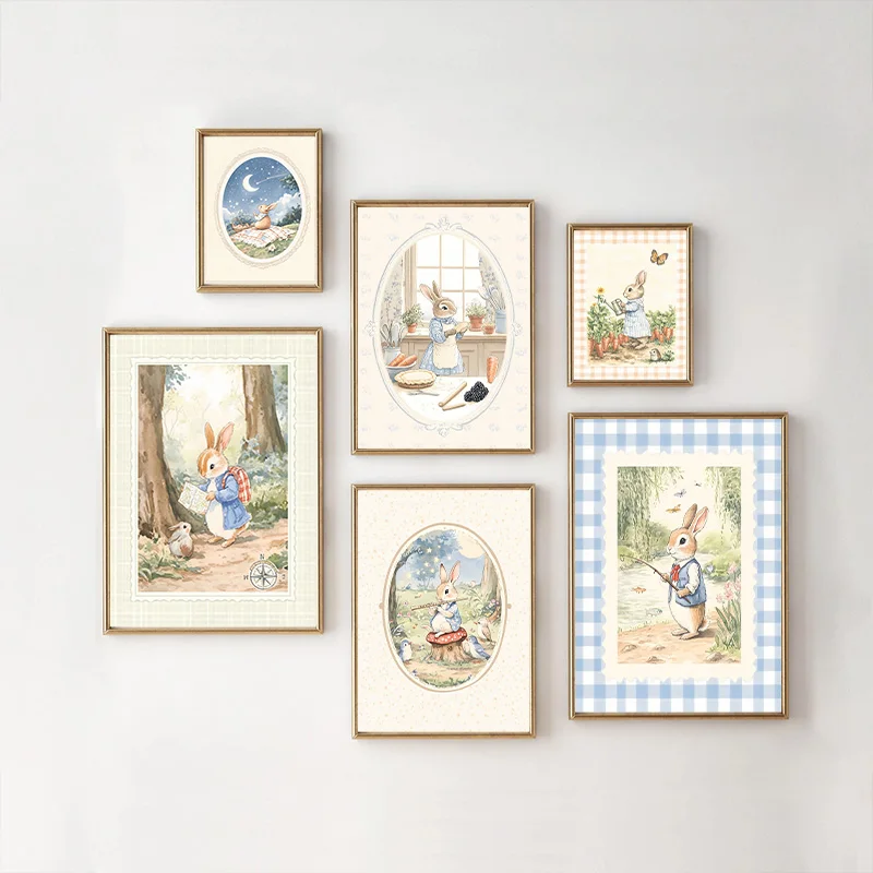 Baby Nursery Vintage - Affiche d'art vintage bohème à carreaux