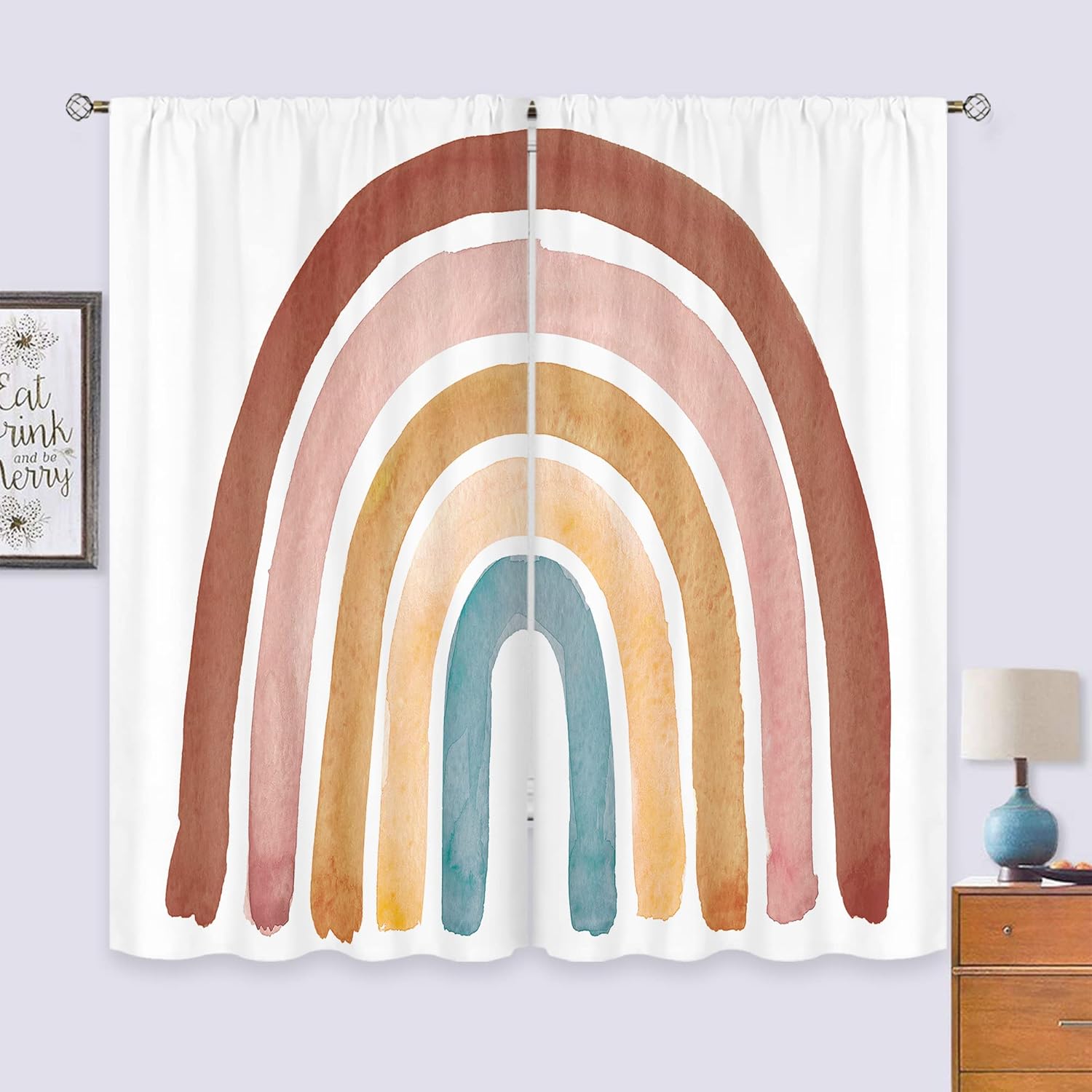 Baby Nursery Vintage - Rideaux arc-en-ciel style Boho pour enfants,