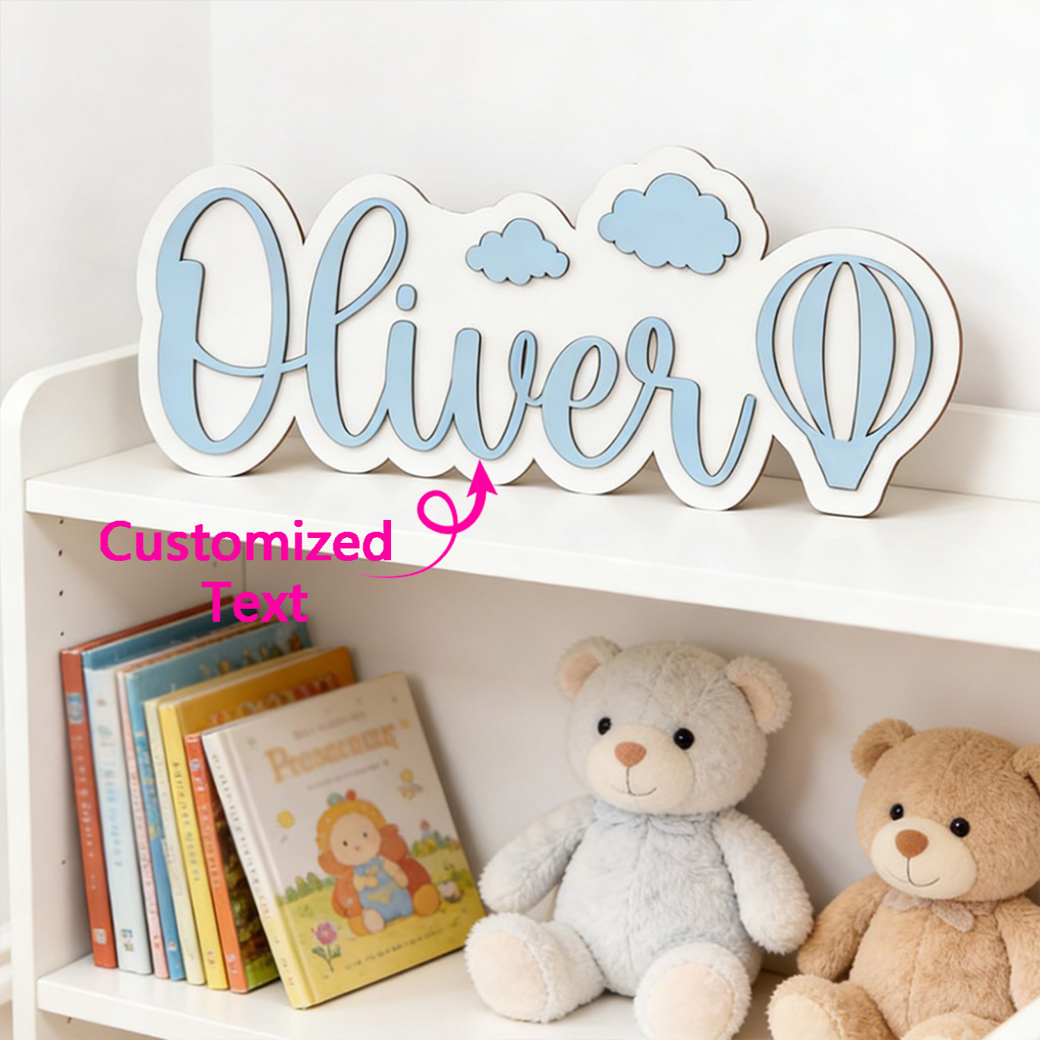 Baby Nursery Gifts - Panneau de chambre personnalisé avec nom,