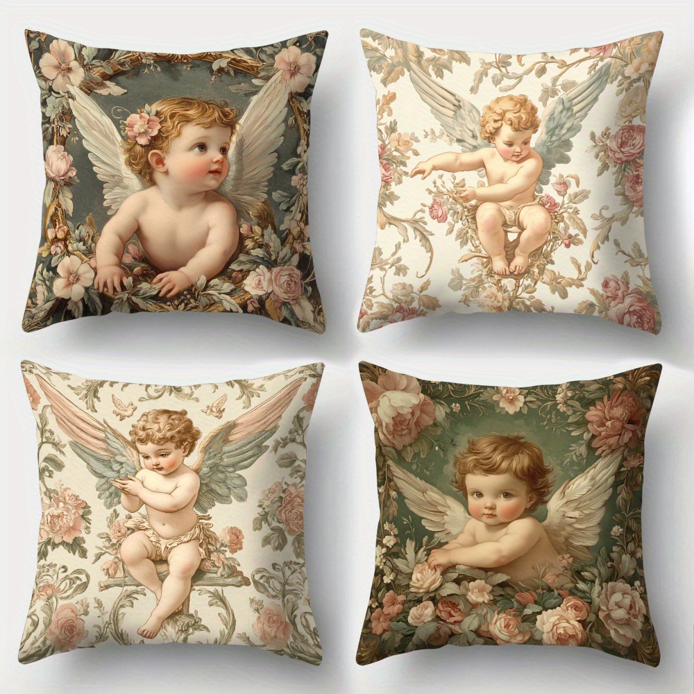 Baby Nursery Vintage - Lot de 4 Housses de Coussin