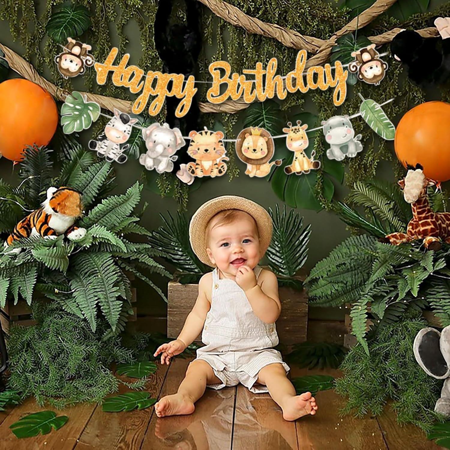 Baby Nursery Jungle Theme - Bannière Joyeux Anniversaire Thème Safari Jungle