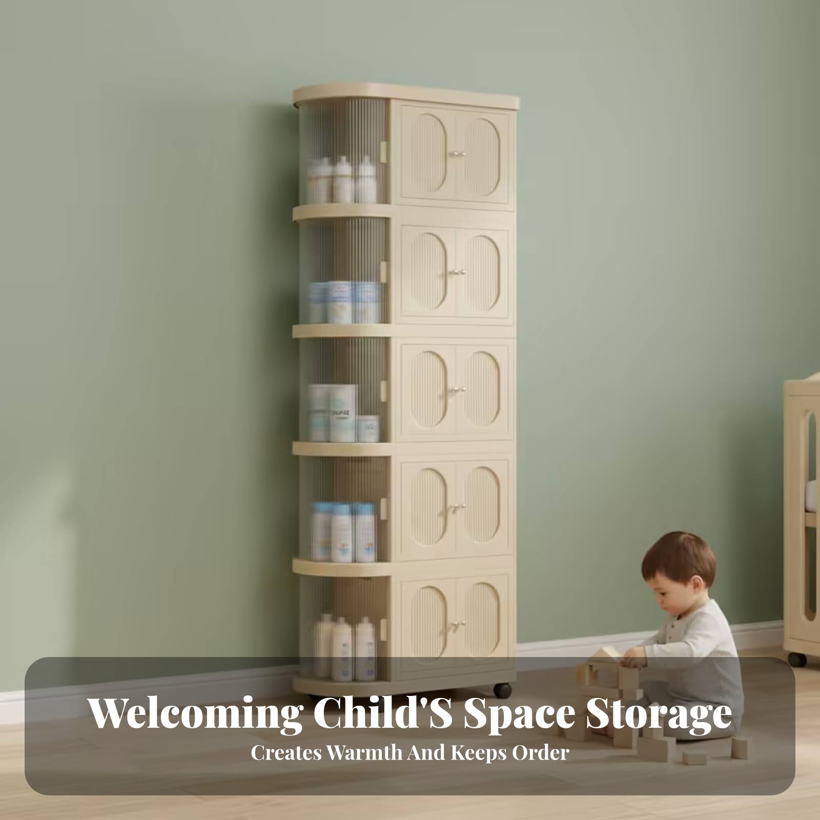 Armoire bébé à 5 niveaux, beig - Baby Nursery Shelf avis et prix
